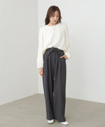 ウエストフラップ釦ワイドタックパンツ