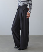 ウエストフラップ釦ワイドタックパンツ