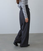 ウエストフラップ釦ワイドタックパンツ