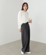 ウエストフラップ釦ワイドタックパンツ