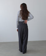 ウエストフラップ釦ワイドタックパンツ