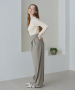 ウエストフラップ釦ワイドタックパンツ