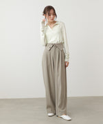 ウエストフラップ釦ワイドタックパンツ