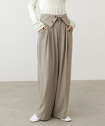 ウエストフラップ釦ワイドタックパンツ