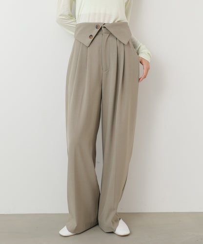 ウエストフラップ釦ワイドタックパンツ