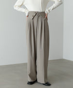 ウエストフラップ釦ワイドタックパンツ