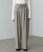 ウエストフラップ釦ワイドタックパンツ