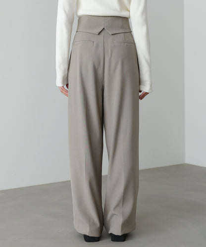 ウエストフラップ釦ワイドタックパンツ