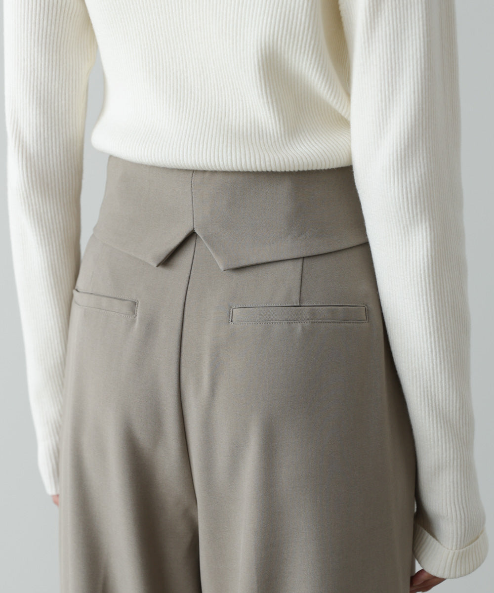 ウエストフラップ釦ワイドタックパンツ