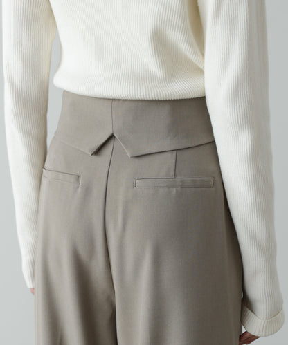 ウエストフラップ釦ワイドタックパンツ