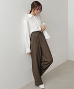 ウエストフラップ釦ワイドタックパンツ