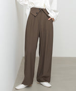 ウエストフラップ釦ワイドタックパンツ