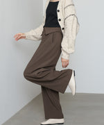 ウエストフラップ釦ワイドタックパンツ