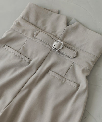 ウエストフラップ釦ワイドタックパンツ