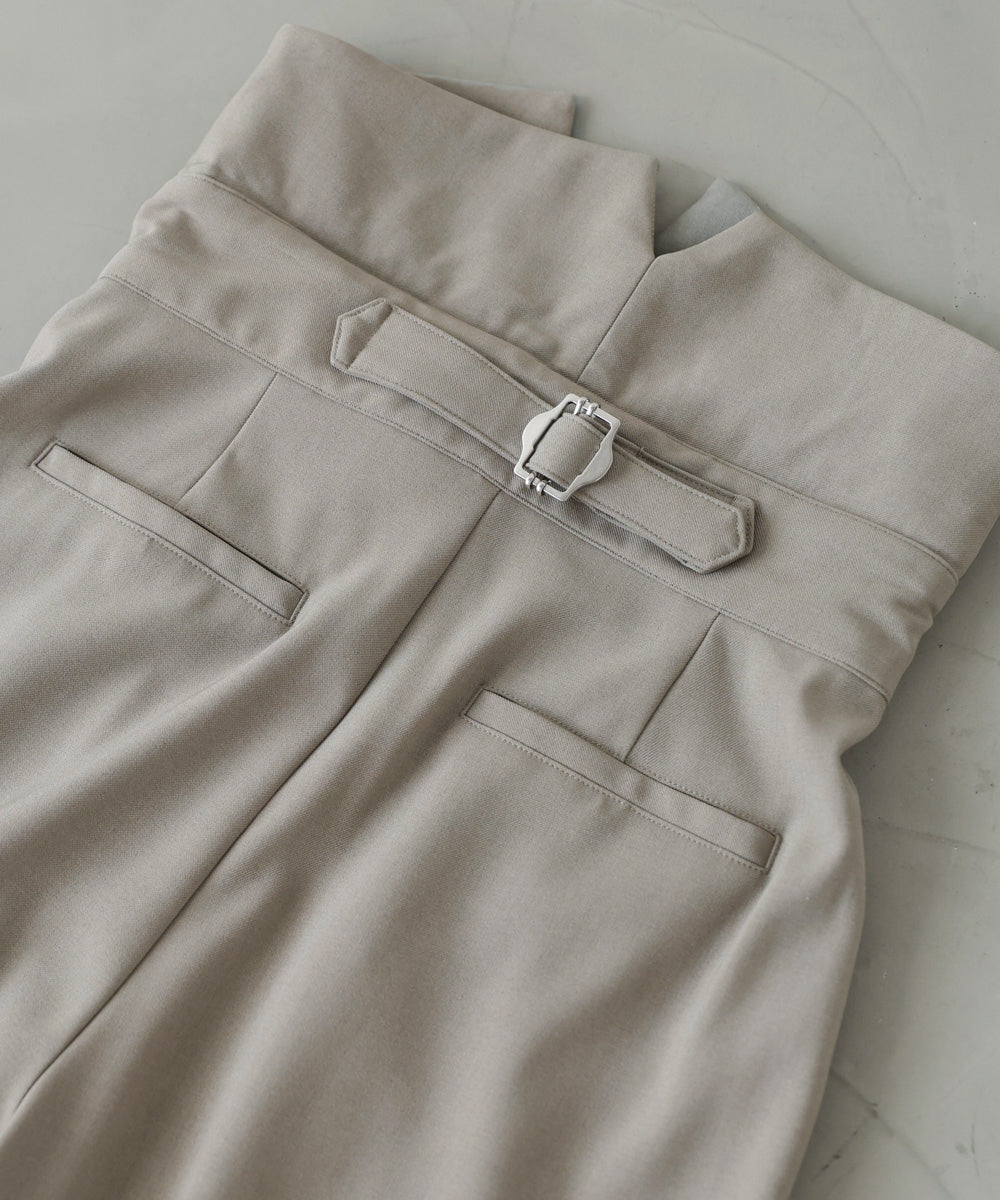 ウエストフラップ釦ワイドタックパンツ