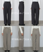 ウエストフラップ釦ワイドタックパンツ