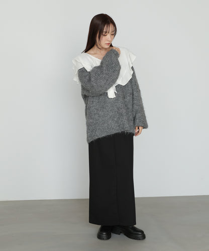 ワイドＶネックルーズニットプルオーバー