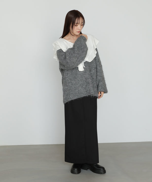 ワイドＶネックルーズニットプルオーバー
