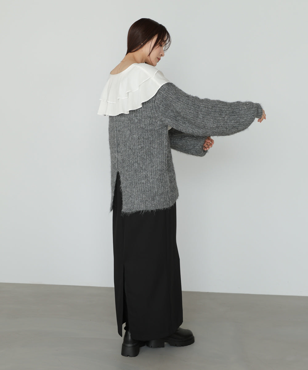 ワイドＶネックルーズニットプルオーバー