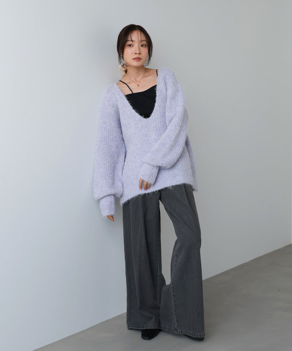 ワイドＶネックルーズニットプルオーバー