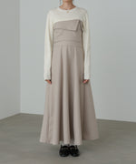 【選べるネック】レイヤード風ドッキングニットワンピ