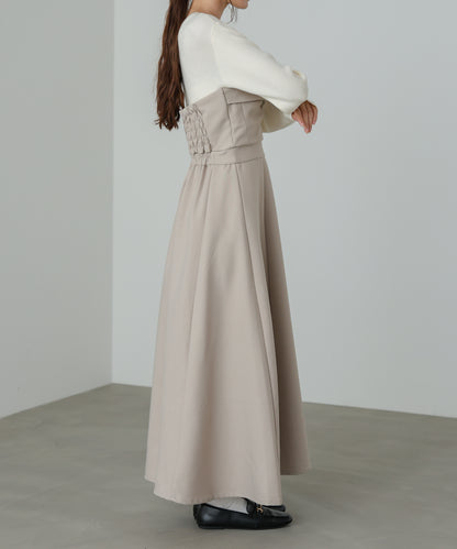 【選べるネック】レイヤード風ドッキングニットワンピ