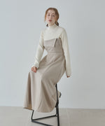 【選べるネック】レイヤード風ドッキングニットワンピ