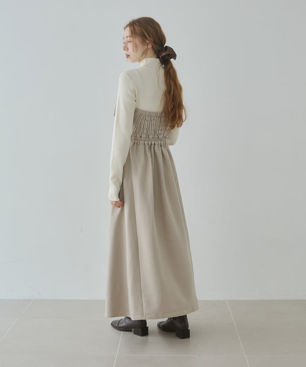 【選べるネック】レイヤード風ドッキングニットワンピ