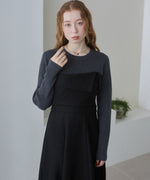 【選べるネック】レイヤード風ドッキングニットワンピ