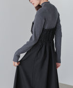 【選べるネック】レイヤード風ドッキングニットワンピ