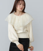 チュールラッフルカラーニットトップス