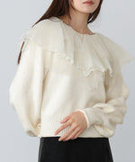 チュールラッフルカラーニットトップス