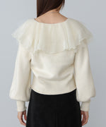 チュールラッフルカラーニットトップス