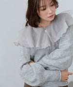 チュールラッフルカラーニットトップス