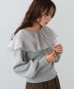 チュールラッフルカラーニットトップス