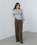 チュールラッフルカラーニットトップス