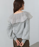 チュールラッフルカラーニットトップス