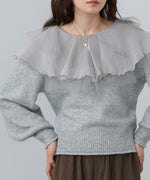 チュールラッフルカラーニットトップス