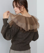 チュールラッフルカラーニットトップス