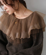 チュールラッフルカラーニットトップス