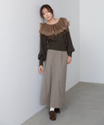 チュールラッフルカラーニットトップス