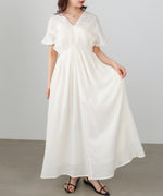 【選べるサイズ展開】テープ刺繍ピンタックレースワンピース