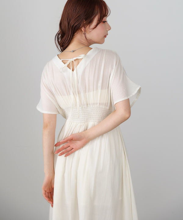 【選べるサイズ展開】テープ刺繍ピンタックレースワンピース