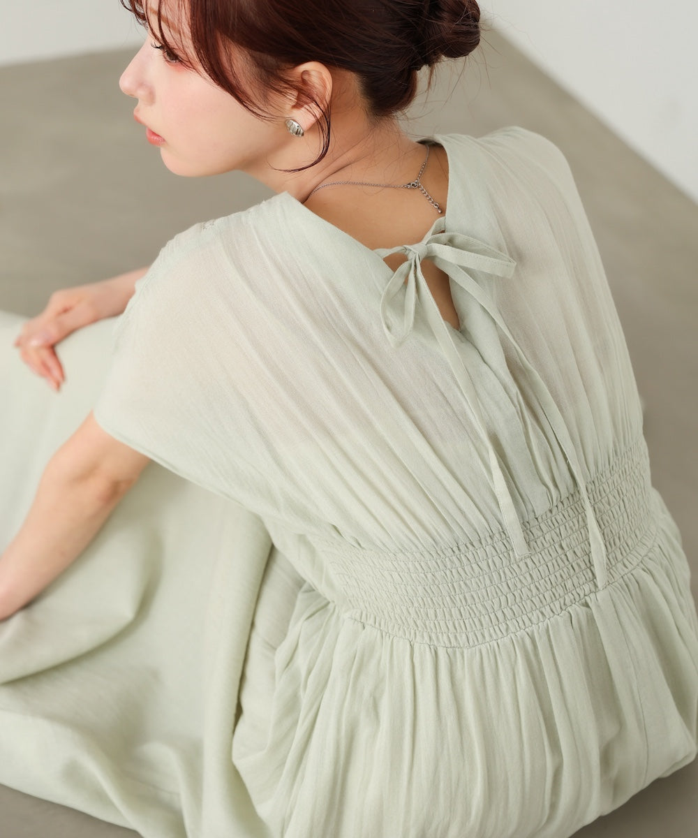 【選べるサイズ展開】テープ刺繍ピンタックレースワンピース