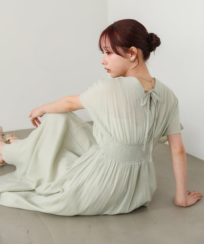 【選べるサイズ展開】テープ刺繍ピンタックレースワンピース