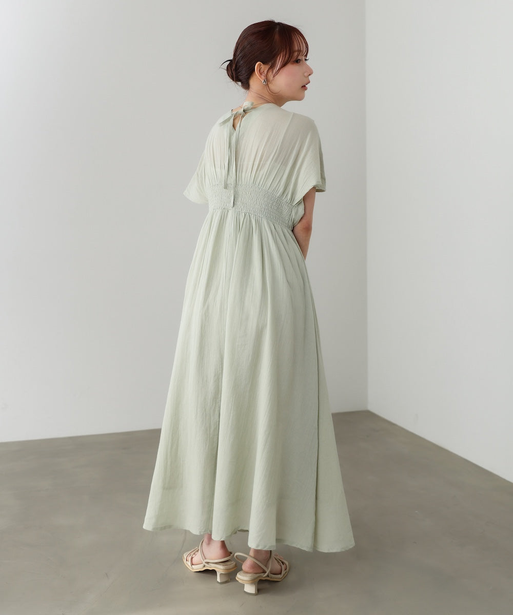 【選べるサイズ展開】テープ刺繍ピンタックレースワンピース