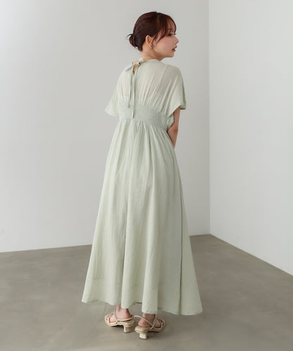 【選べるサイズ展開】テープ刺繍ピンタックレースワンピース