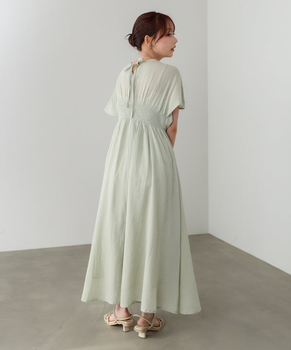 【選べるサイズ展開】テープ刺繍ピンタックレースワンピース