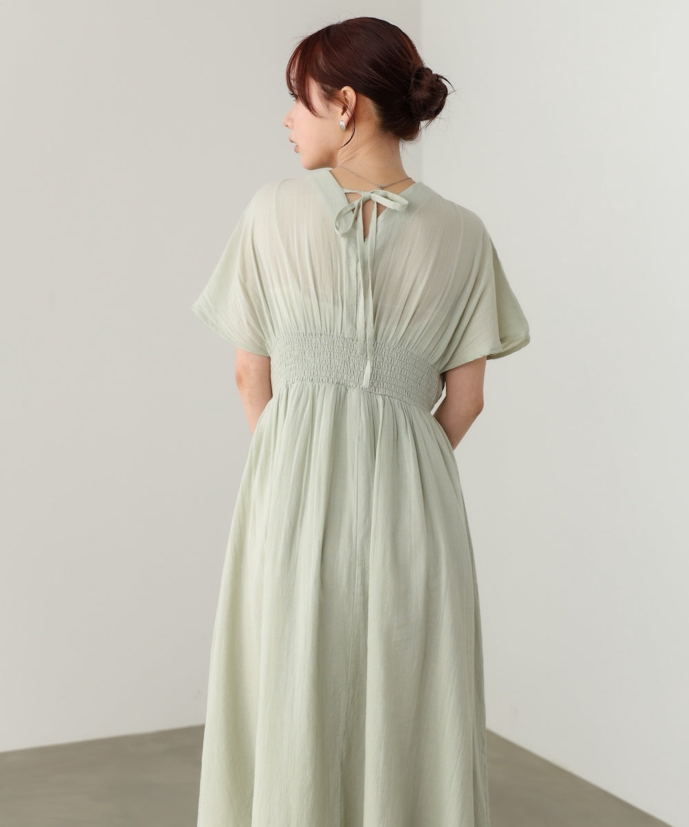 【選べるサイズ展開】テープ刺繍ピンタックレースワンピース