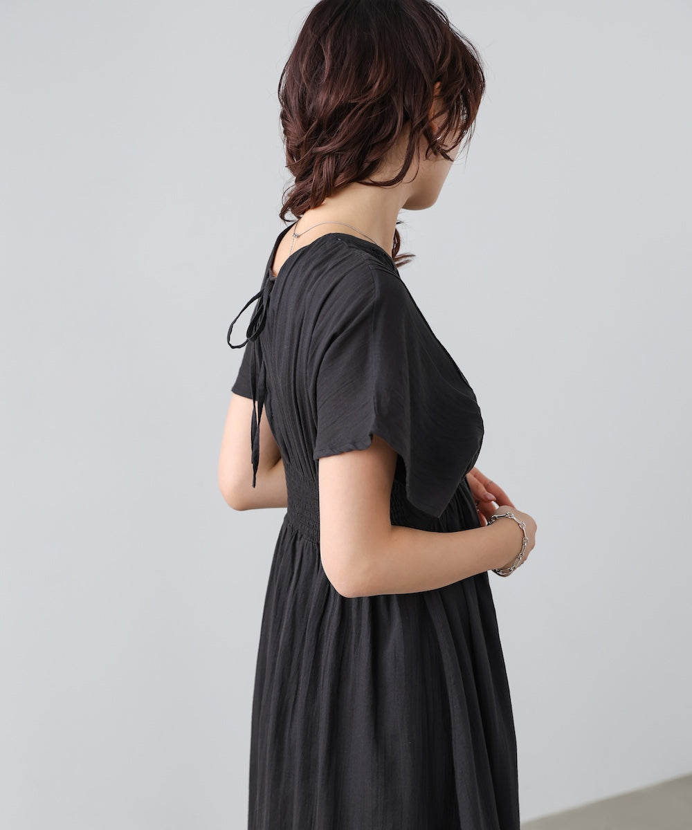 【選べるサイズ展開】テープ刺繍ピンタックレースワンピース